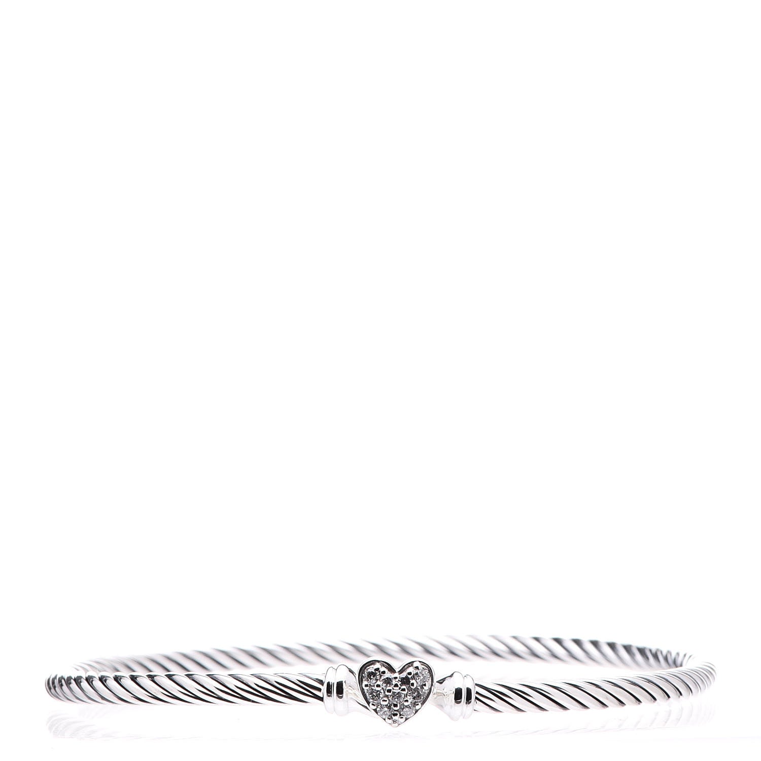 David Yurman Sterling Silver Diamond Cable Collectibles Heart Bracelet 1 of 4