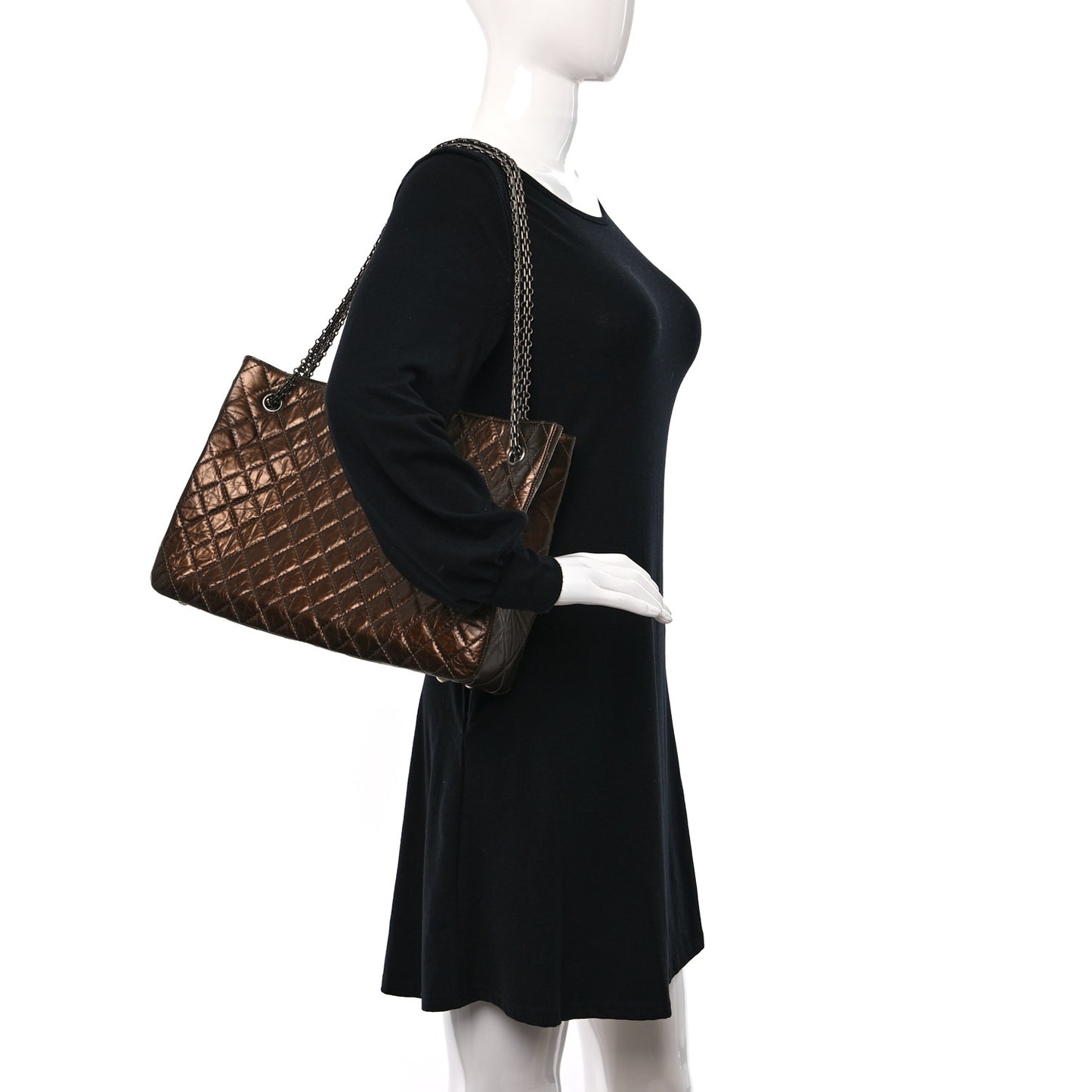 Aged Calfskin Reissue 2.55 Tote Bronze