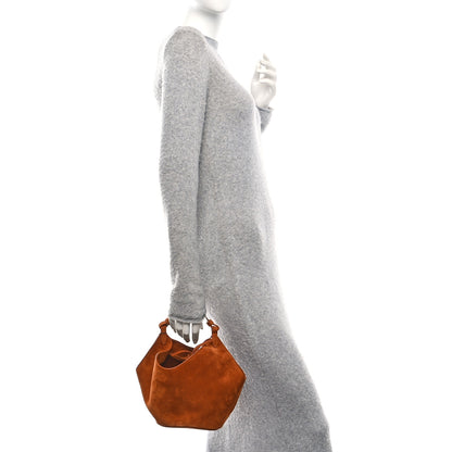 Khaite Suede Calfskin Mini Lotus Tote Caramel 2 of 9