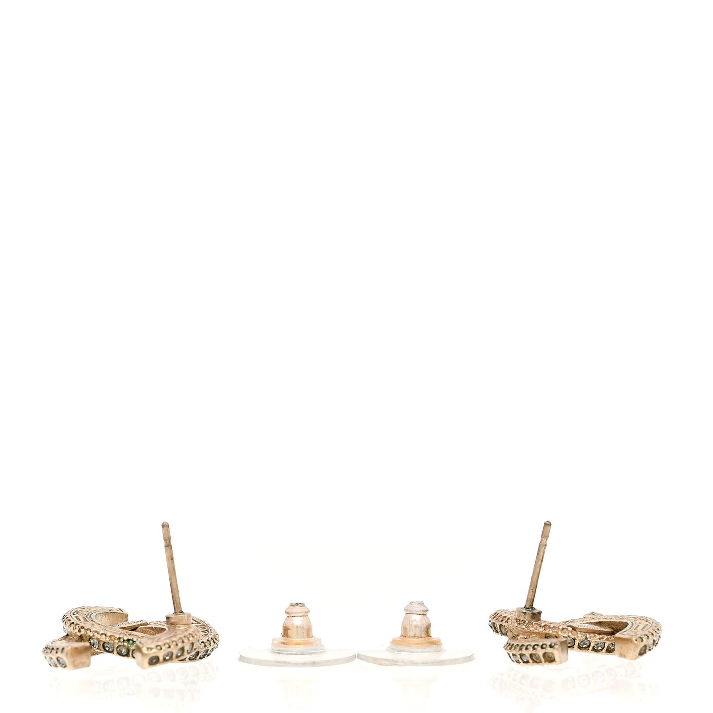 Baguette Crystal CC Earrings Gold Black