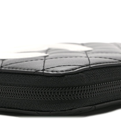 Chanel Calfskin Cambon Zip Around Organizer Wallet Black White 12 of 14