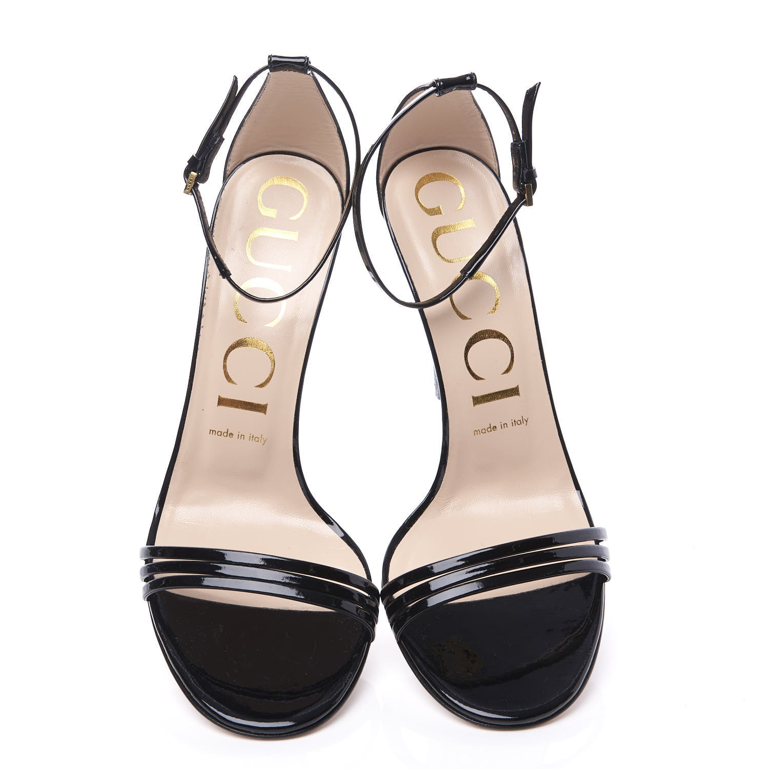 Gucci Patent Crystal Removable Bow Sandals 38.5 Black 5 of 11