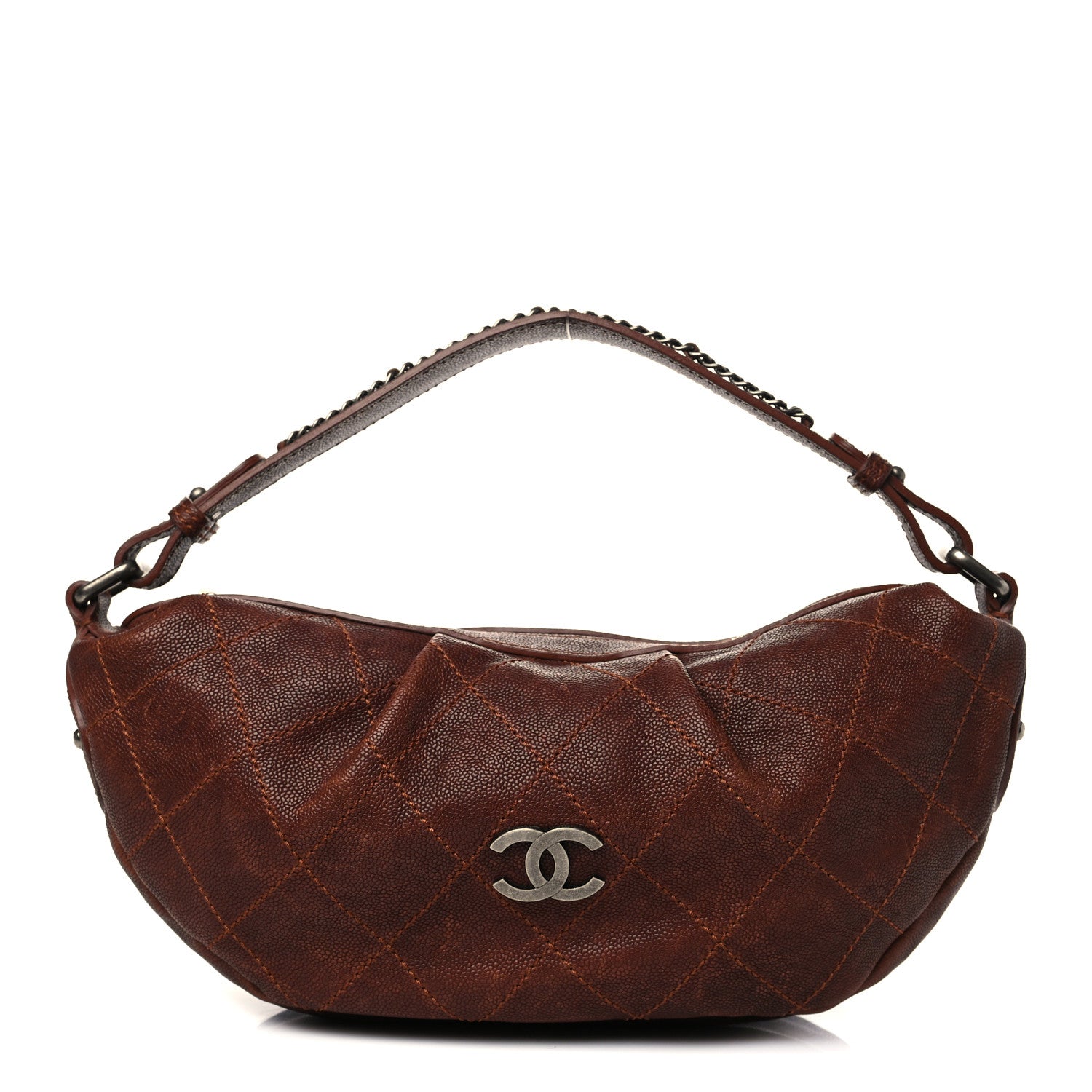 Chanel Caviar Stitched Outdoor Ligne Hobo Brown 1 of 9