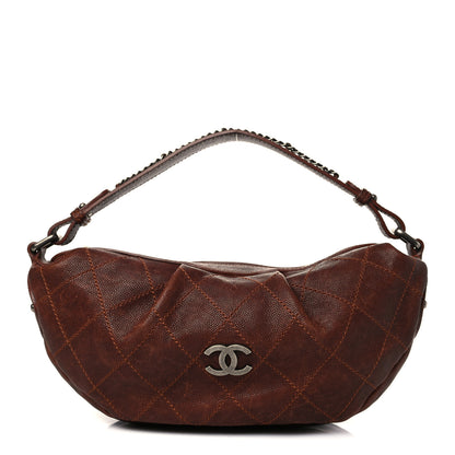 Chanel Caviar Stitched Outdoor Ligne Hobo Brown 1 of 9