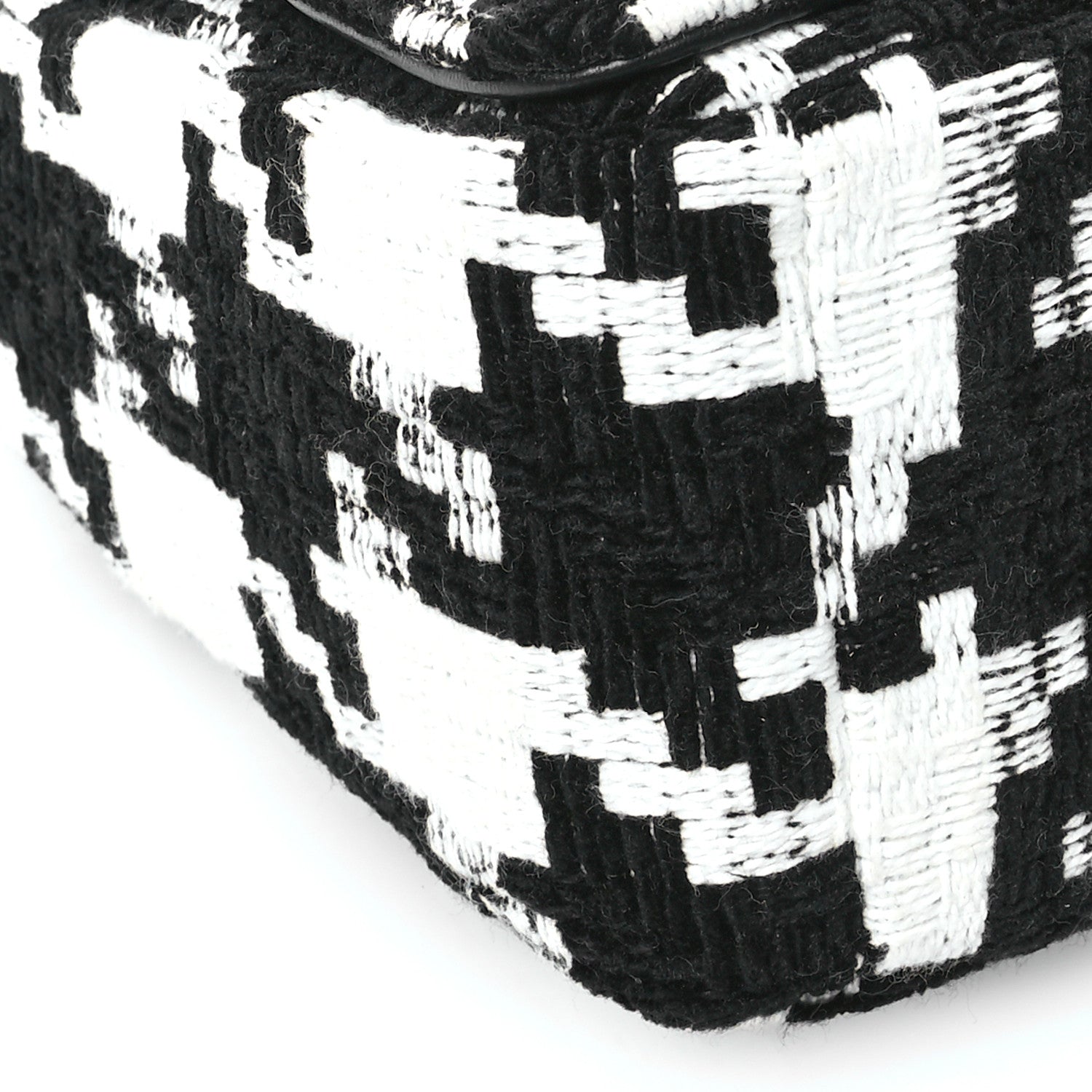 Christian Dior Tweed Macro Houndstooth Medium Caro Bag Black White 9 of 11