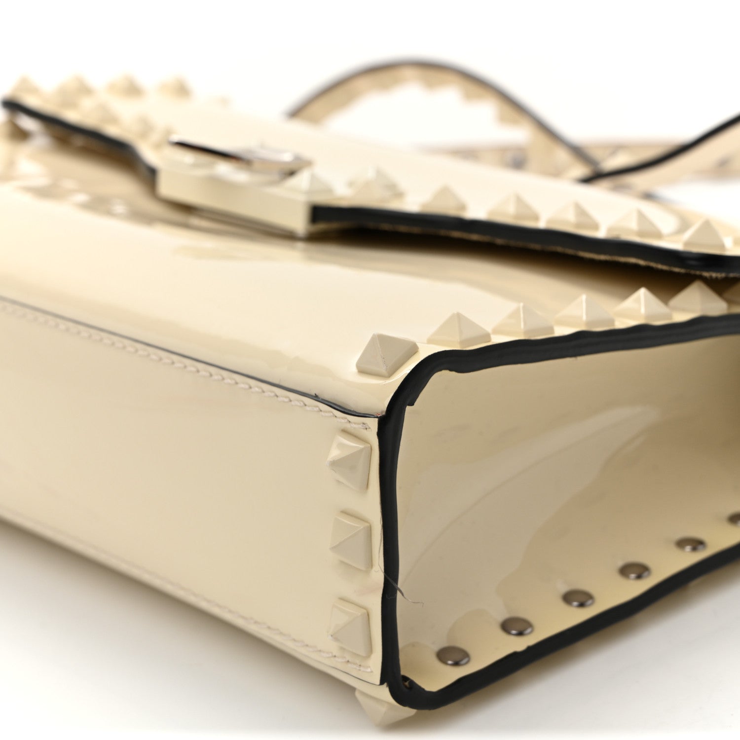 Valentino Garavani Patent Monochrome Medium Rockstud Flip Lock Crossbody Bag Light Ivory 8 of 9