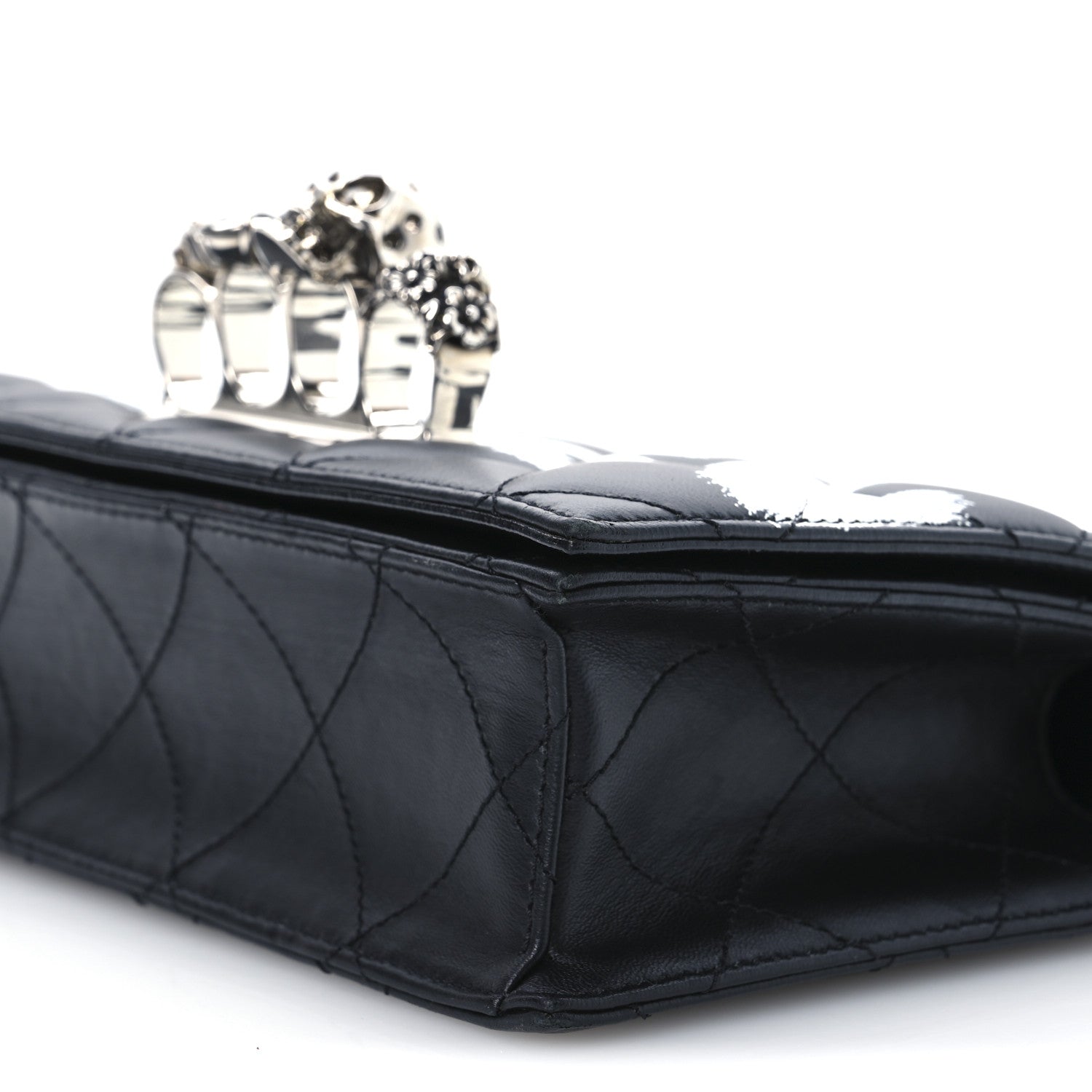 Alexander McQueen Lambskin Quilted Graffiti Knuckle Shoulder Bag Black 10 of 10