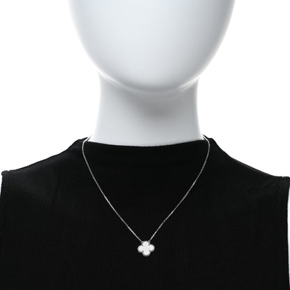 Van Cleef & Arpels 18K White Gold Mother Of Pearl Vintage Alhambra Pendant Necklace 3 of 4