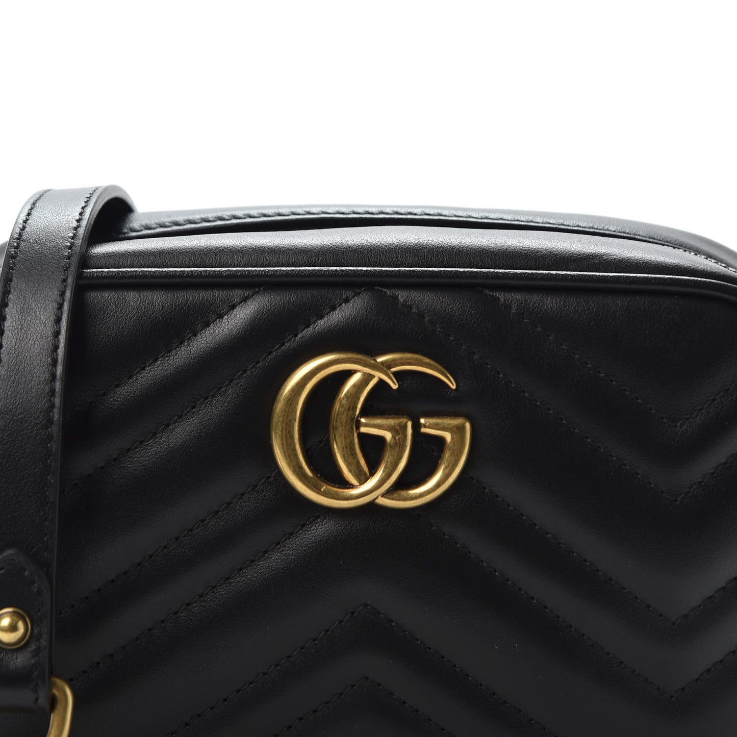 Calfskin Matelasse Mini GG Marmont Chain Shoulder Bag Black