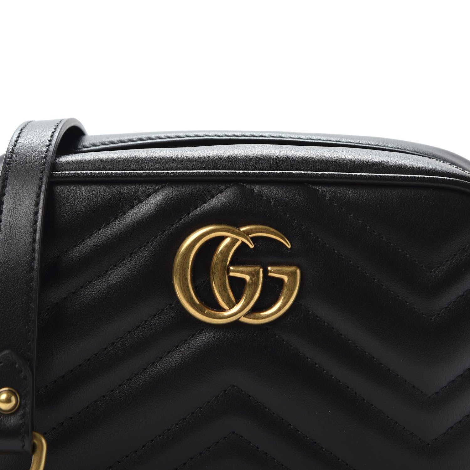 Gucci Calfskin Matelasse Mini GG Marmont Chain Shoulder Bag Black 9 of 10