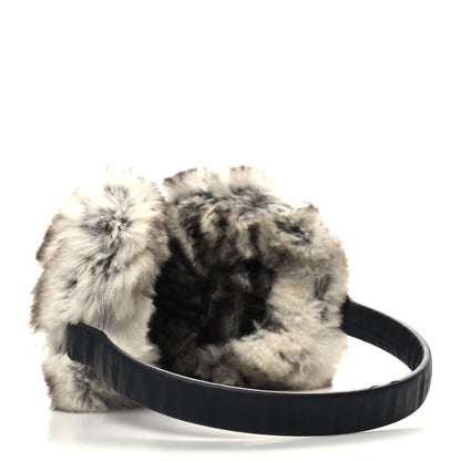 Chanel Chinchilla Fur CC Ear Muffs Beige Black 4 of 5