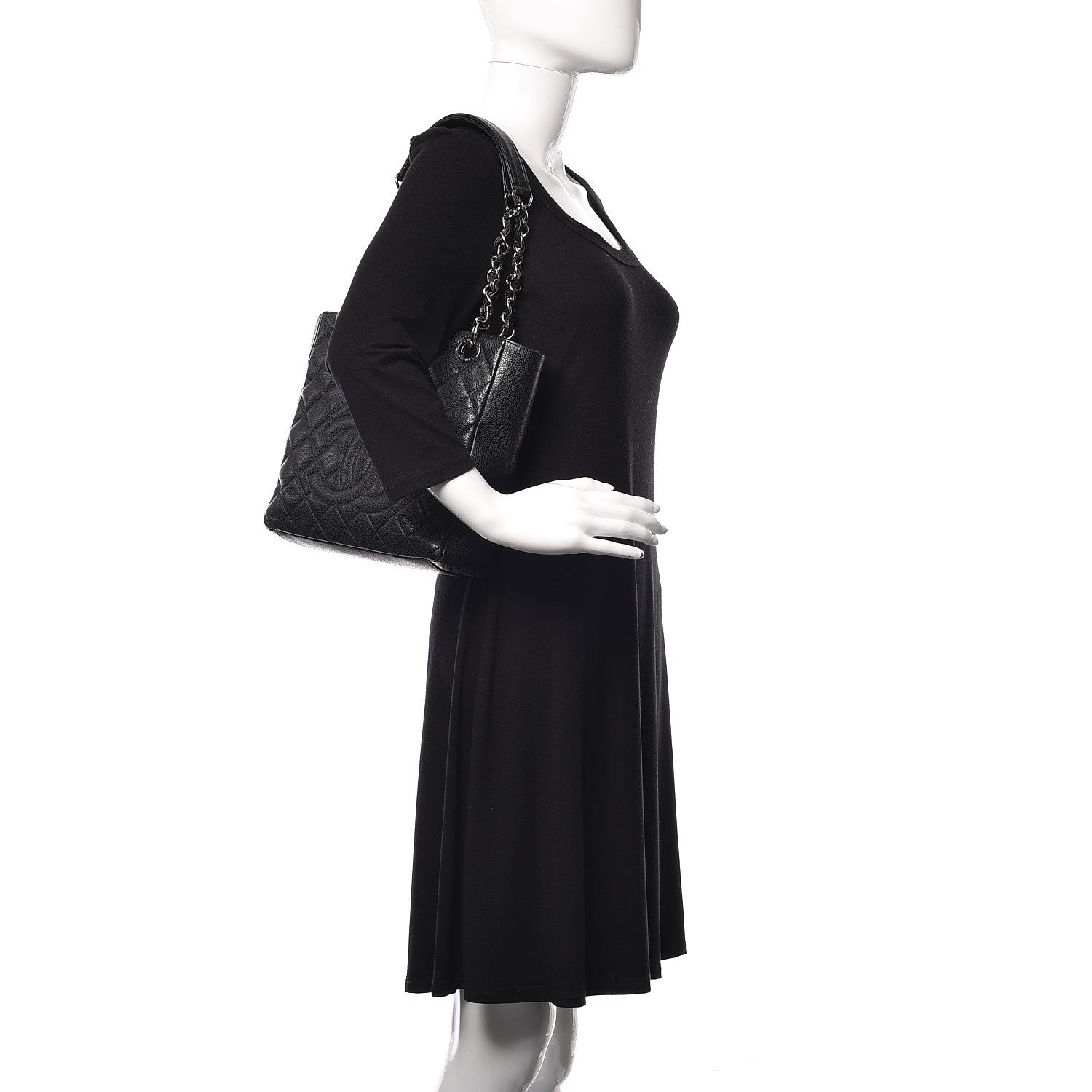 Chanel Caviar Quilted Petit Shopping Tote PST Black 2 of 13