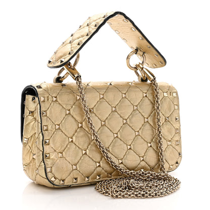 Valentino Garavani Metallic Wrinkled Lambskin Small Rockstud Spike Shoulder Bag Platino 2 of 11