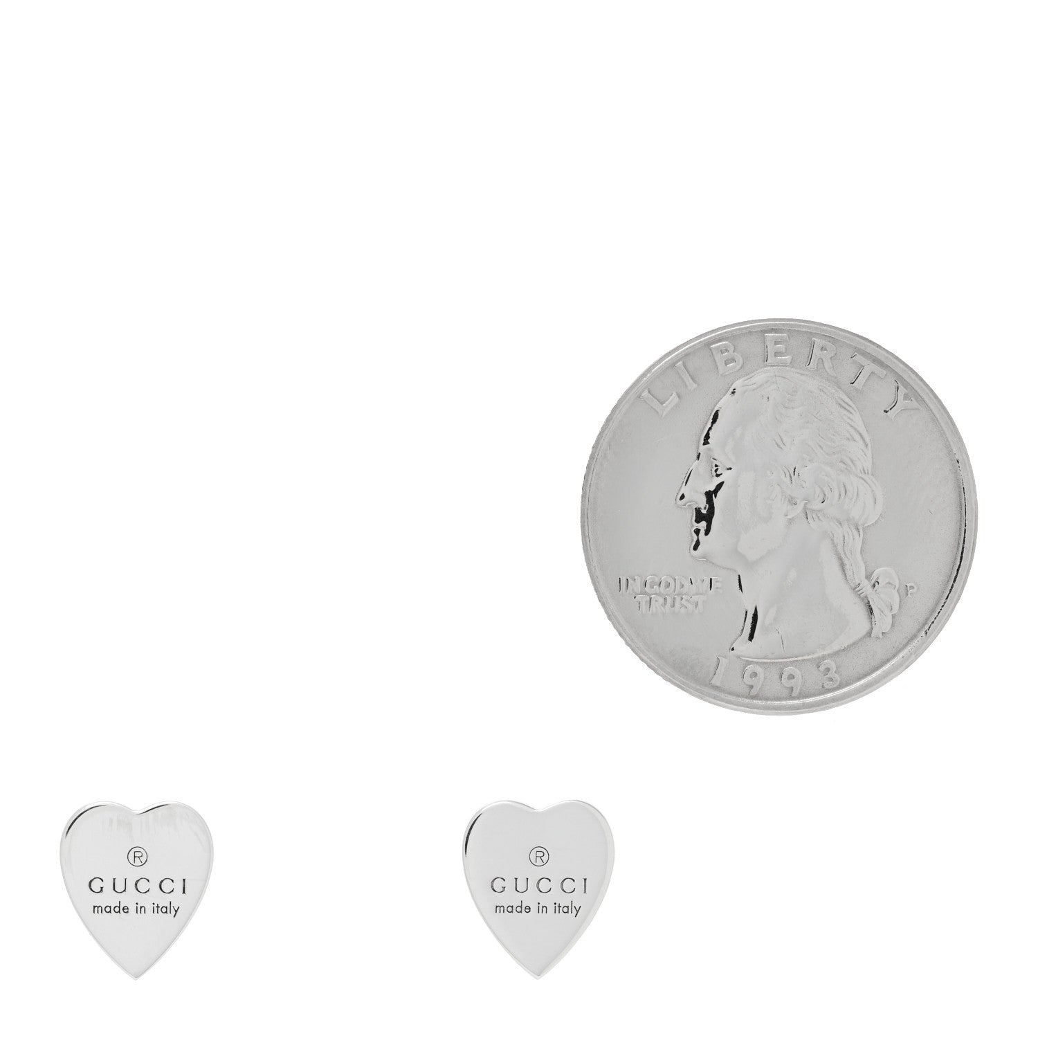 Gucci Sterling Silver Trademark Heart Stud Earrings 2 of 4