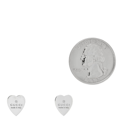 Gucci Sterling Silver Trademark Heart Stud Earrings 2 of 4