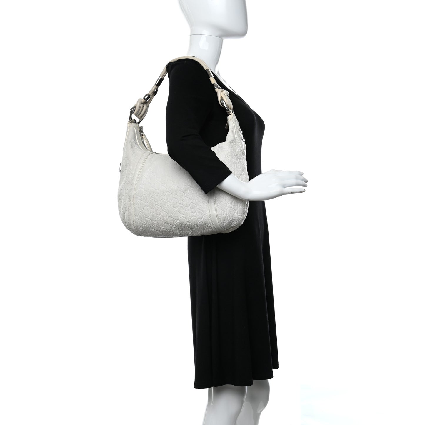 Guccissima Medium Techno Horsebit Hobo White