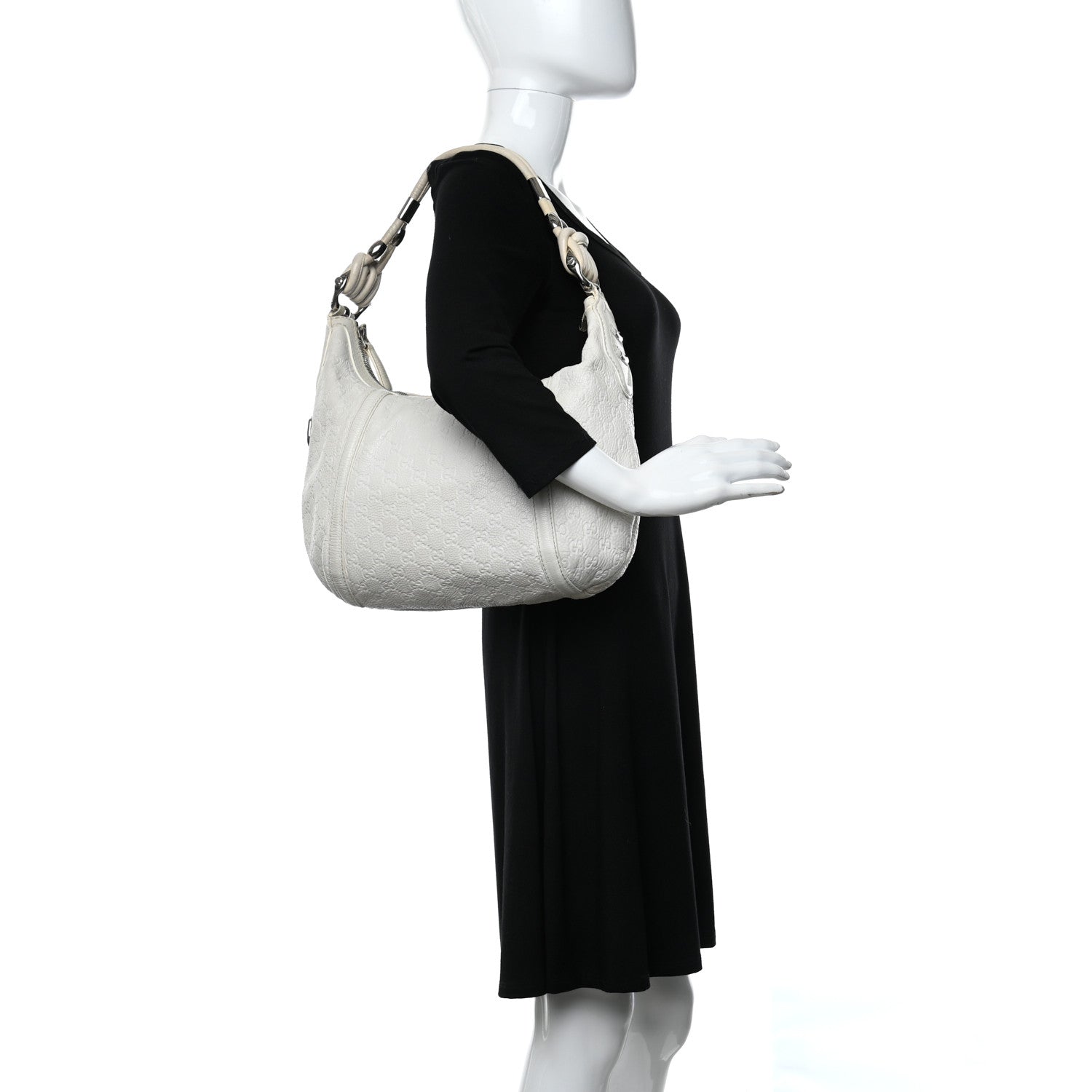 Gucci Guccissima Medium Techno Horsebit Hobo White 2 of 20