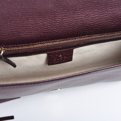 Gucci Metallic Cellarius Calfskin Medium Soho Clutch Classic Burgundy 6 of 7