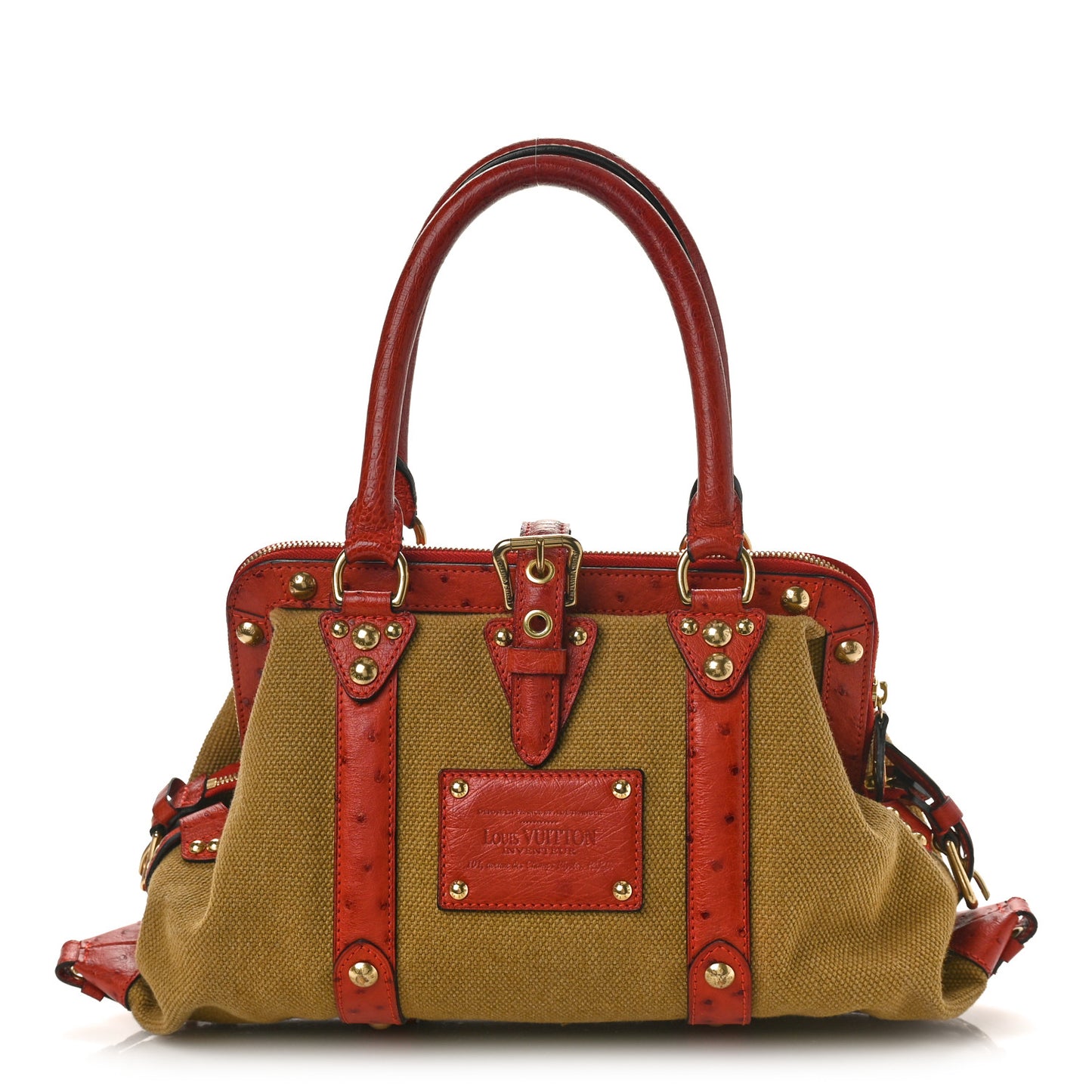 Toile Ostrich Trianon Sac de Nuit GM Olive Rouille