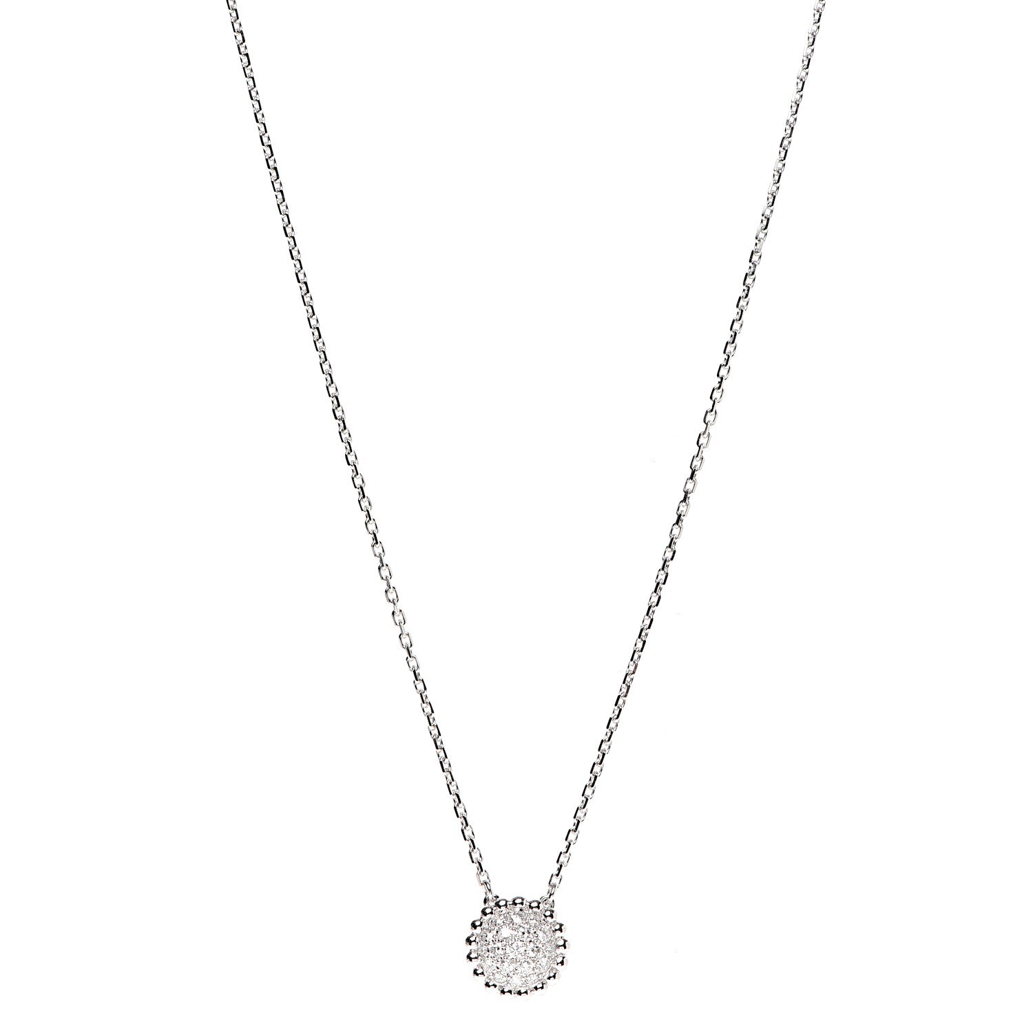 Van Cleef & Arpels 18K White Gold Diamond Perlee Pendant Necklace 1 of 9