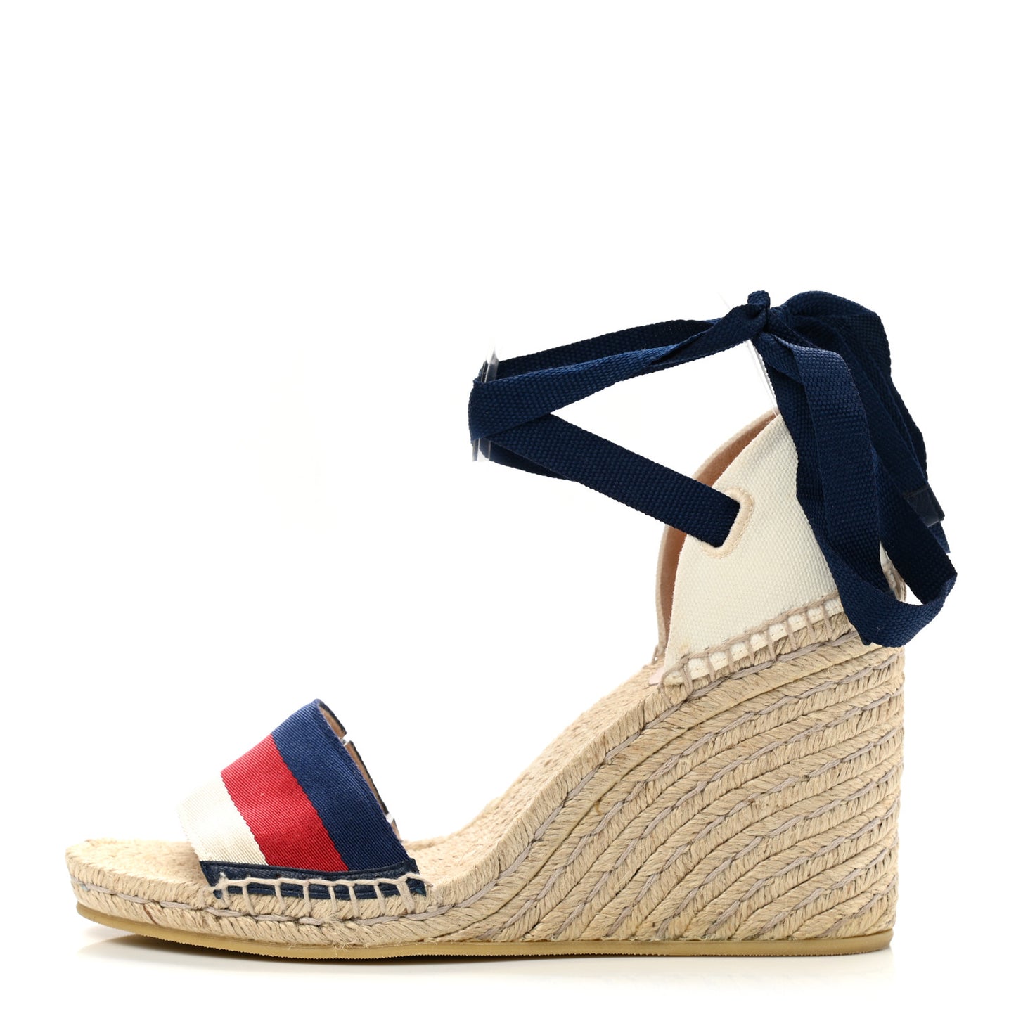 Canvas Sylvie Web Ankle Wrap Espadrille Wedge Sandals 39 Mystic White Hibiscus Red Maritime