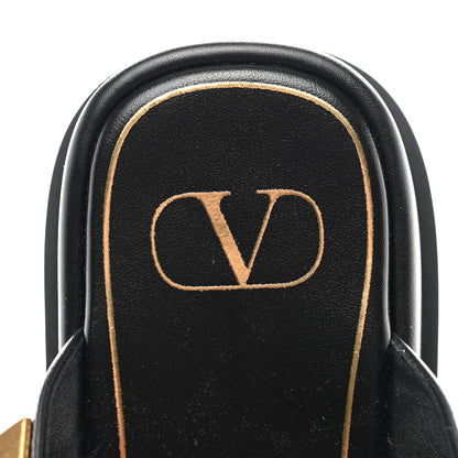 Valentino Garavani Calfskin Roman Stud Ankle Strap 40mm Flatform Sandals 37 Black 7 of 8