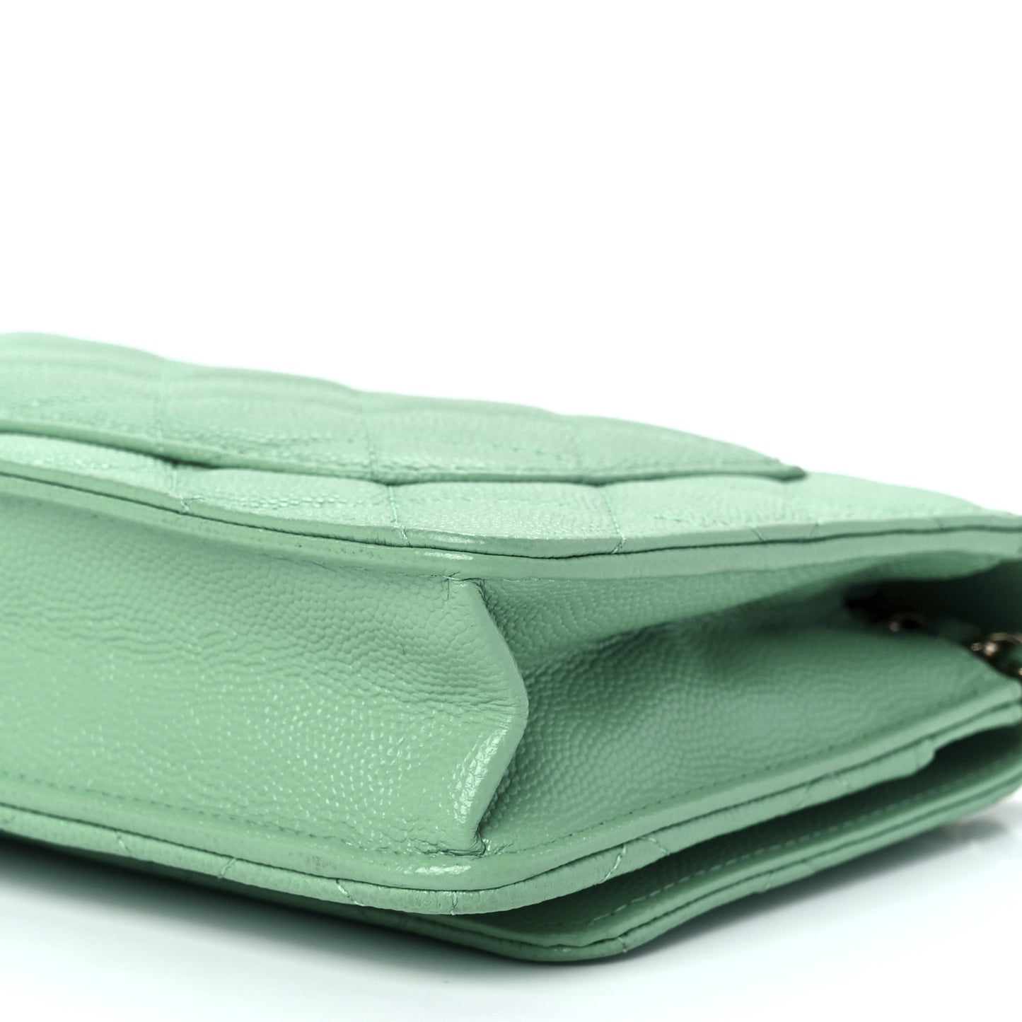 Caviar Quilted Wallet On Chain WOC Light Green