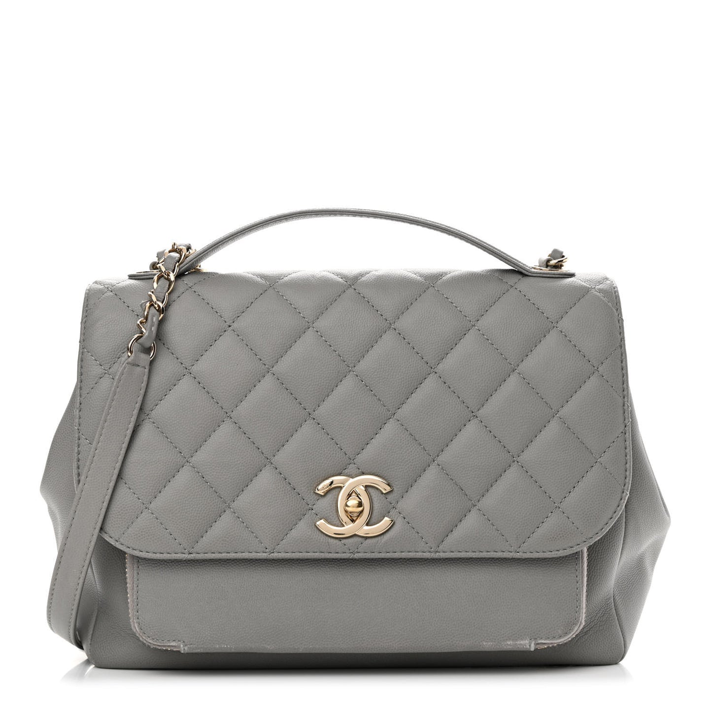 Caviar Quilted Large Business Affinity Flap Grey