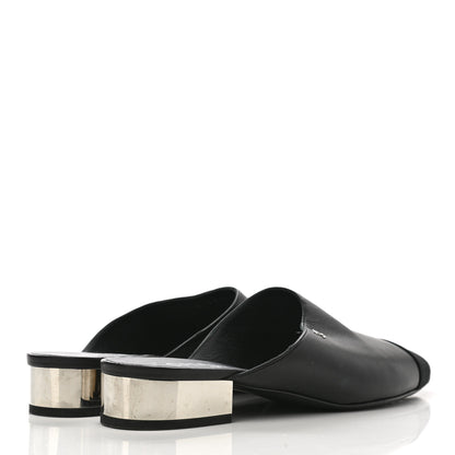 Chanel Lambskin Grosgrain Cap Toe CC Mules 39.5 Black 4 of 12