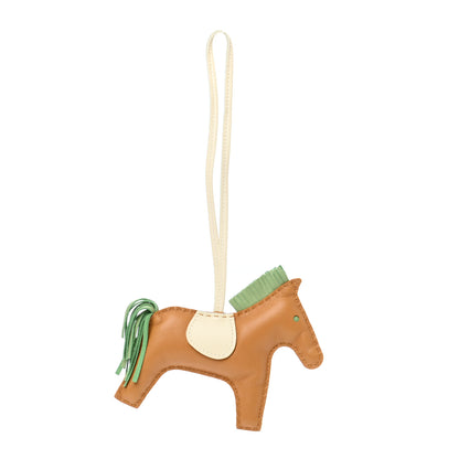 Hermes Milo Lambskin Grigri Rodeo Horse Bag Charm MM Sesame Vert Criquet Craie 1 of 4