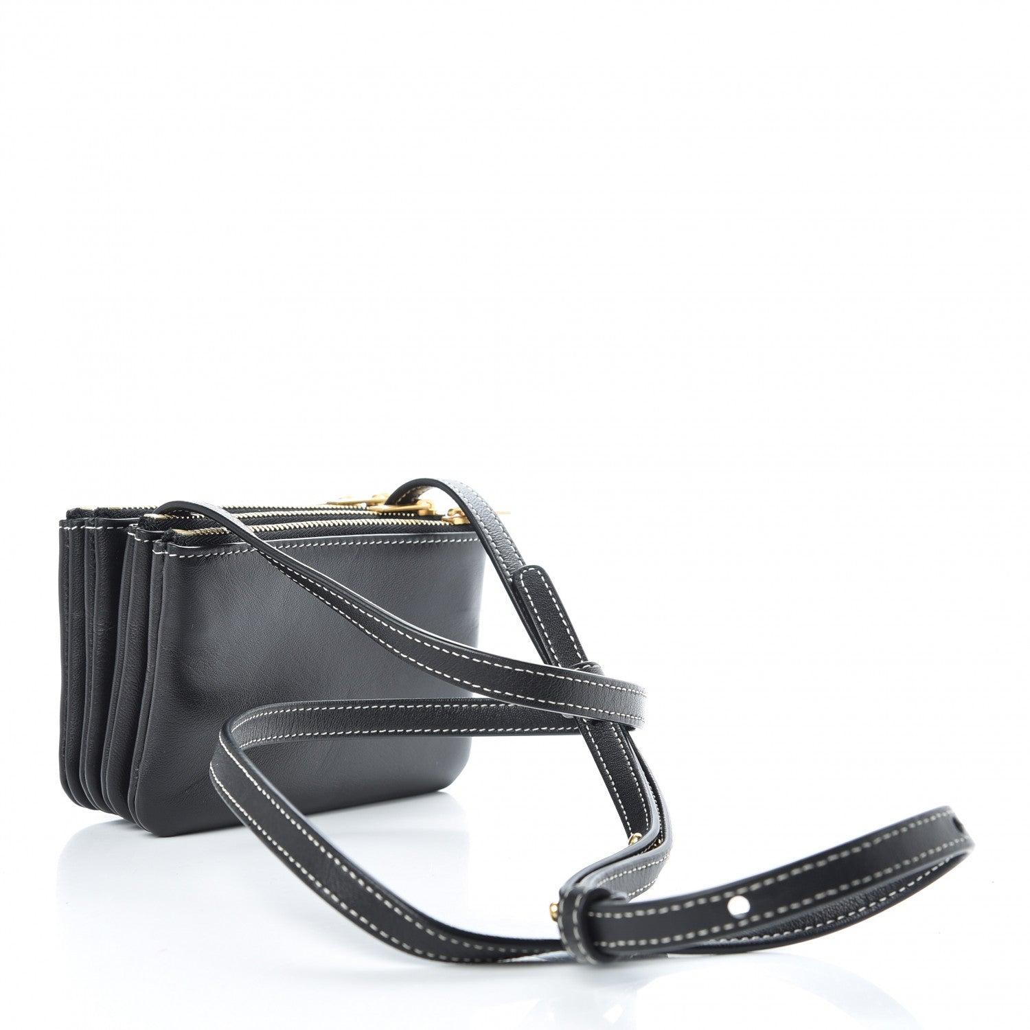 Celine Lambskin Mini Trio Crossbody Bag Black 3 of 9