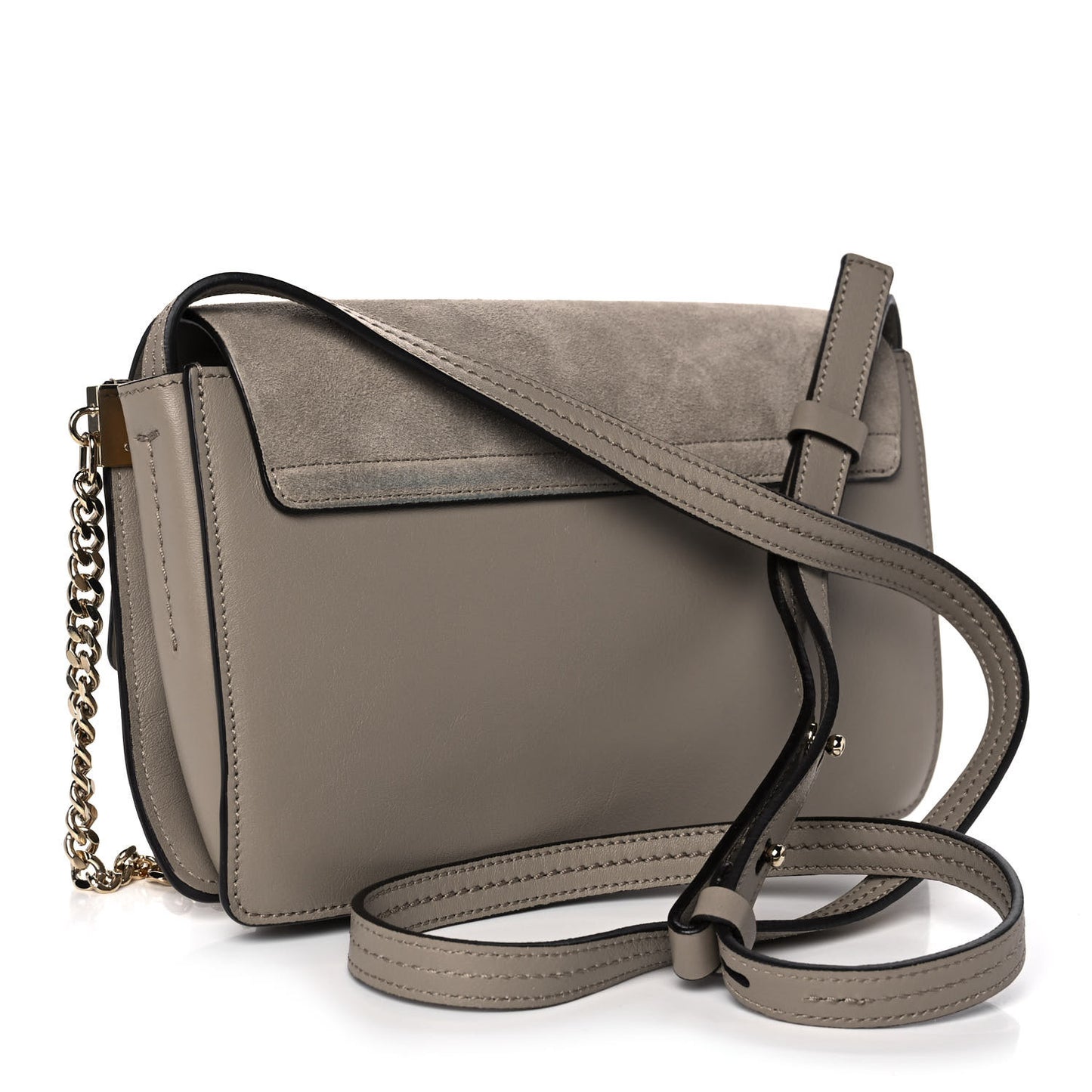 Suede Calfskin Small Faye Shoulder Bag Motty Grey