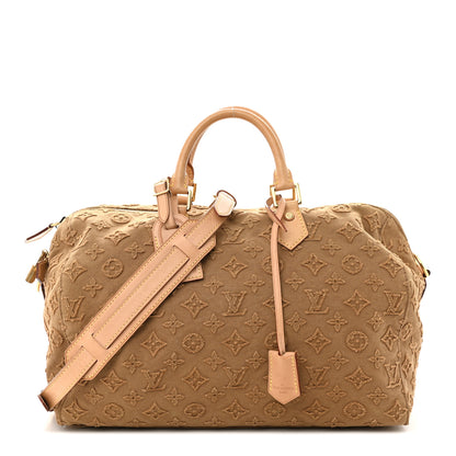 Louis Vuitton Denim Monogram Stone Speedy Bandouliere 35 Caramel 1 of 16
