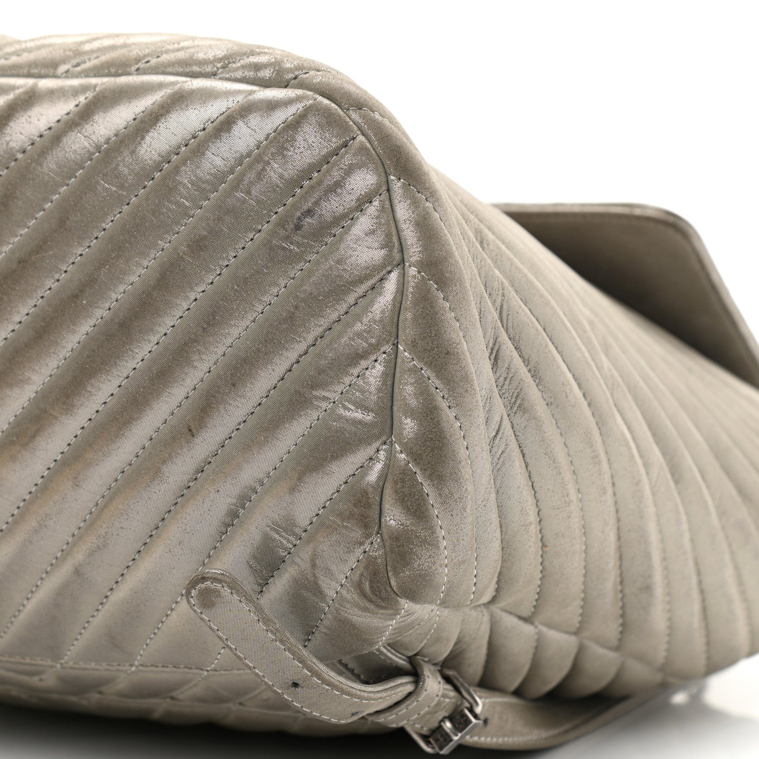 Chanel Iridescent Calfskin Chevron Quilted Large Urban Spirit Backpack Silver 10 of 24