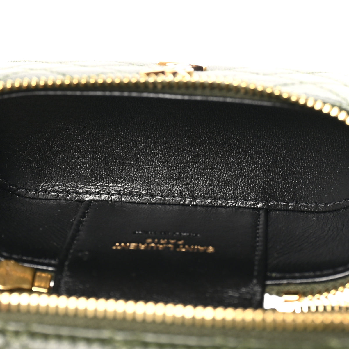 Lambskin Quilted Mini Gaby Vanity Case Olive Wood