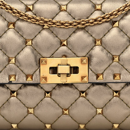Valentino Garavani Metallic Nappa Rockstud Spike Wallet on Chain Sasso 7 of 10