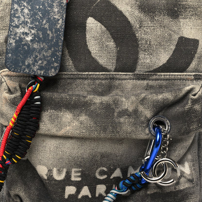 Chanel Graffiti Printed Canvas Medium Backpack Black 8 of 12