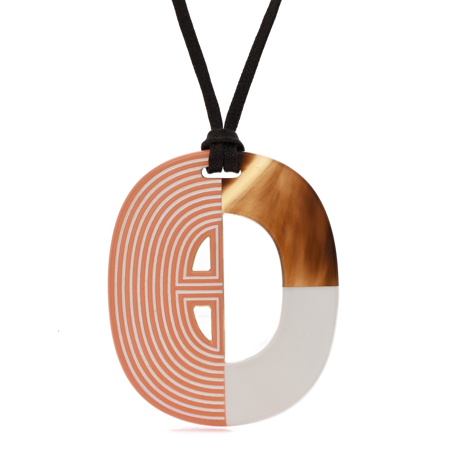 Hermes Buffalo Horn Lacquer Lift Remix Necklace PM Meringue