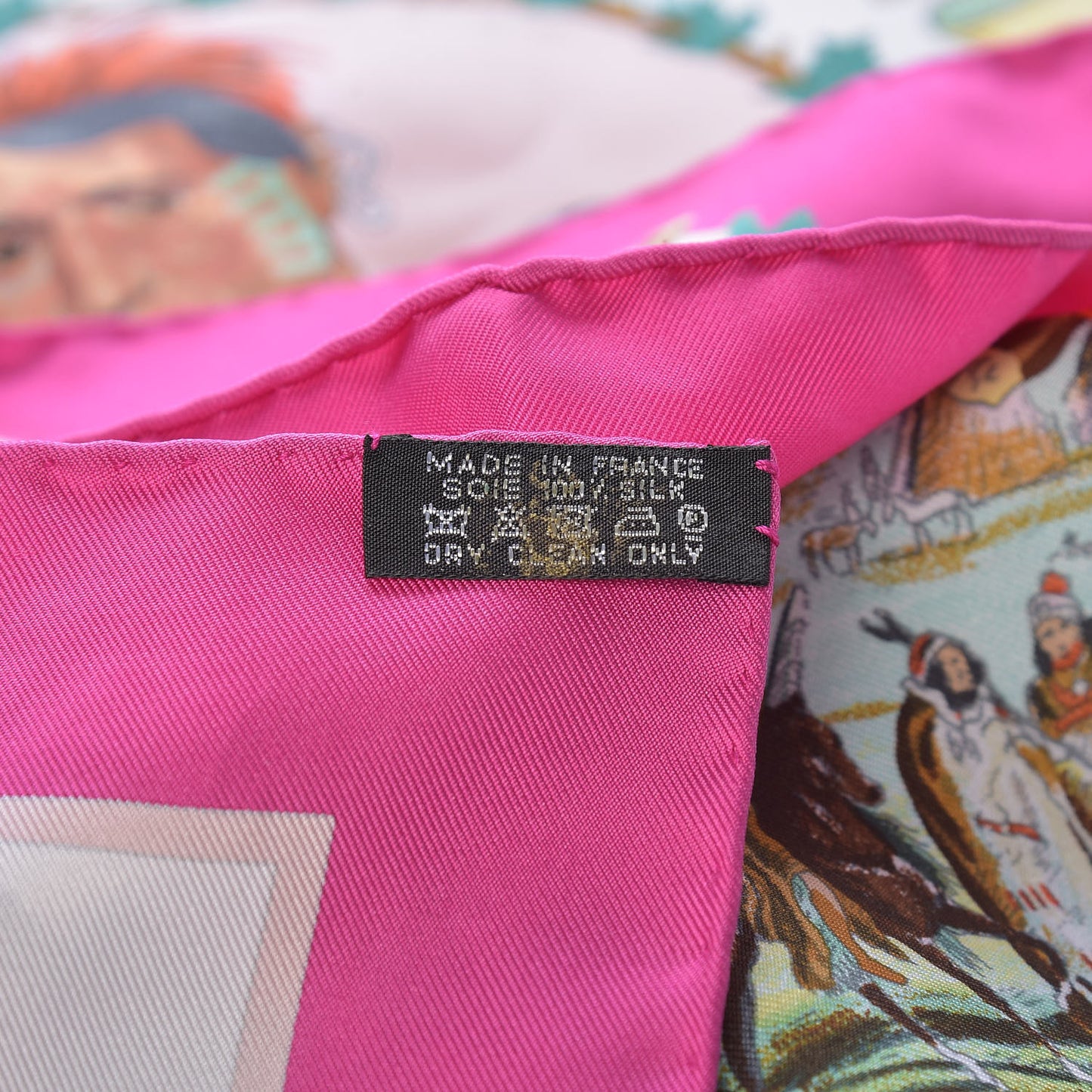 Silk Chefs Indiens Scarf 90 Fuchsia Blanc Vert