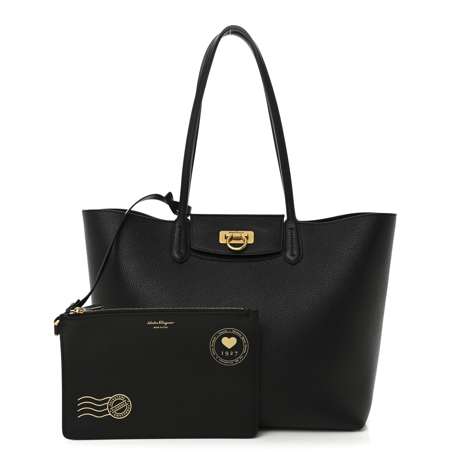 Salvatore Ferragamo Calfskin Travel Tote Black 3 of 10
