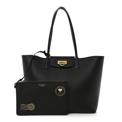 Salvatore Ferragamo Calfskin Travel Tote Black 3 of 10