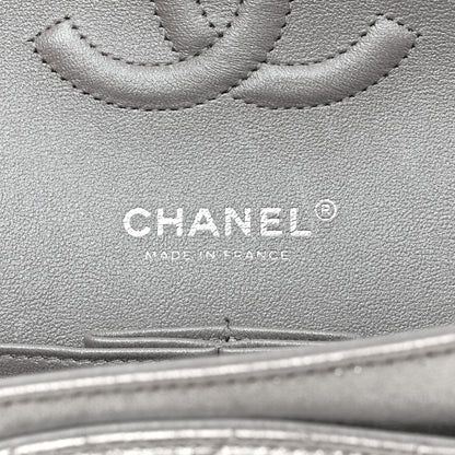 Chanel Metallic Lambskin Quilted Medium Double Flap Silver 6 of 11