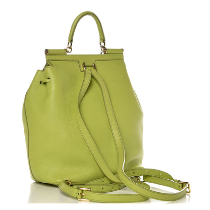 Dolce & Gabbana Pebbled Calfskin Sicily Backpack Green 3 of 6
