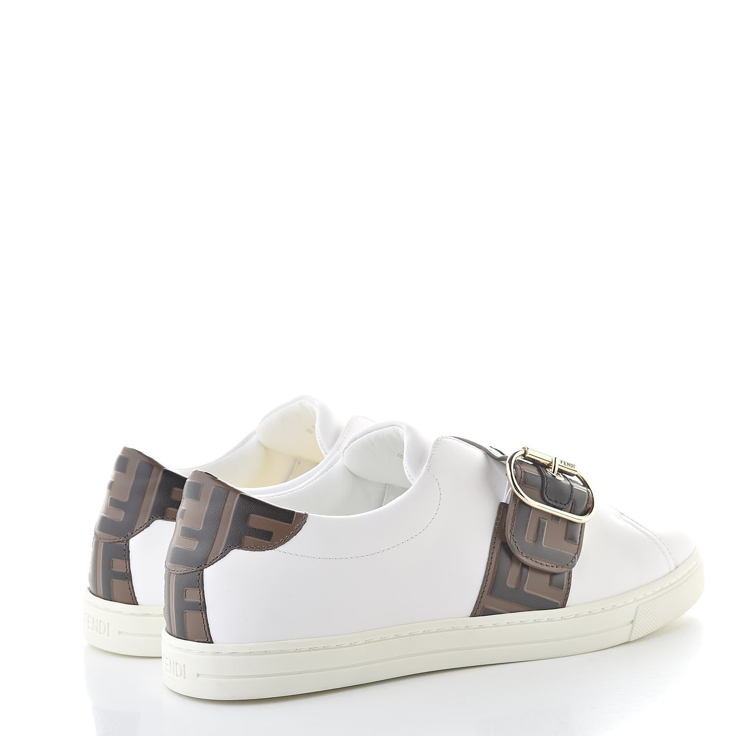 Fendi Vitello FF Embossed Womens Slip On Sneakers 40 Ultra White Maya Black 4 of 8