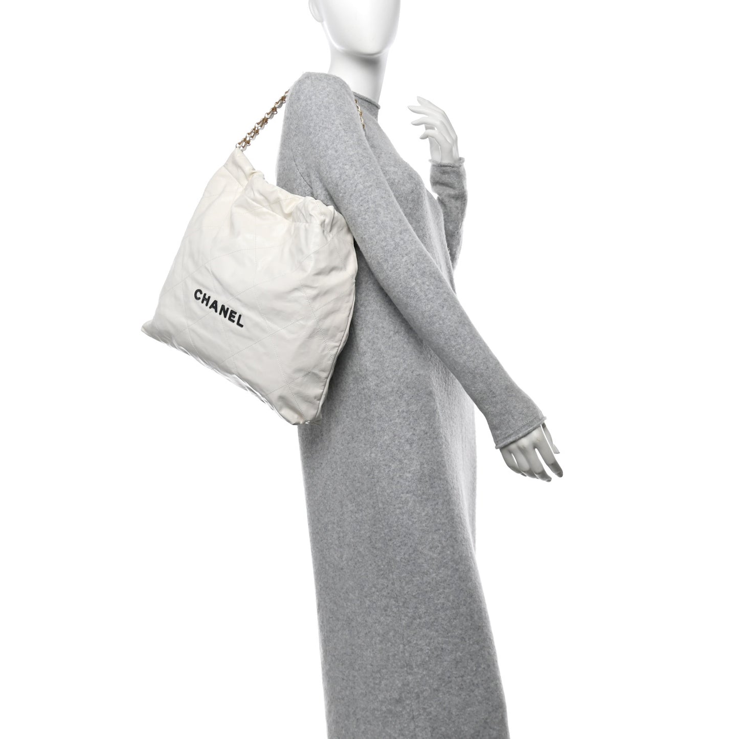 Calfskin Quilted Chanel 22 White