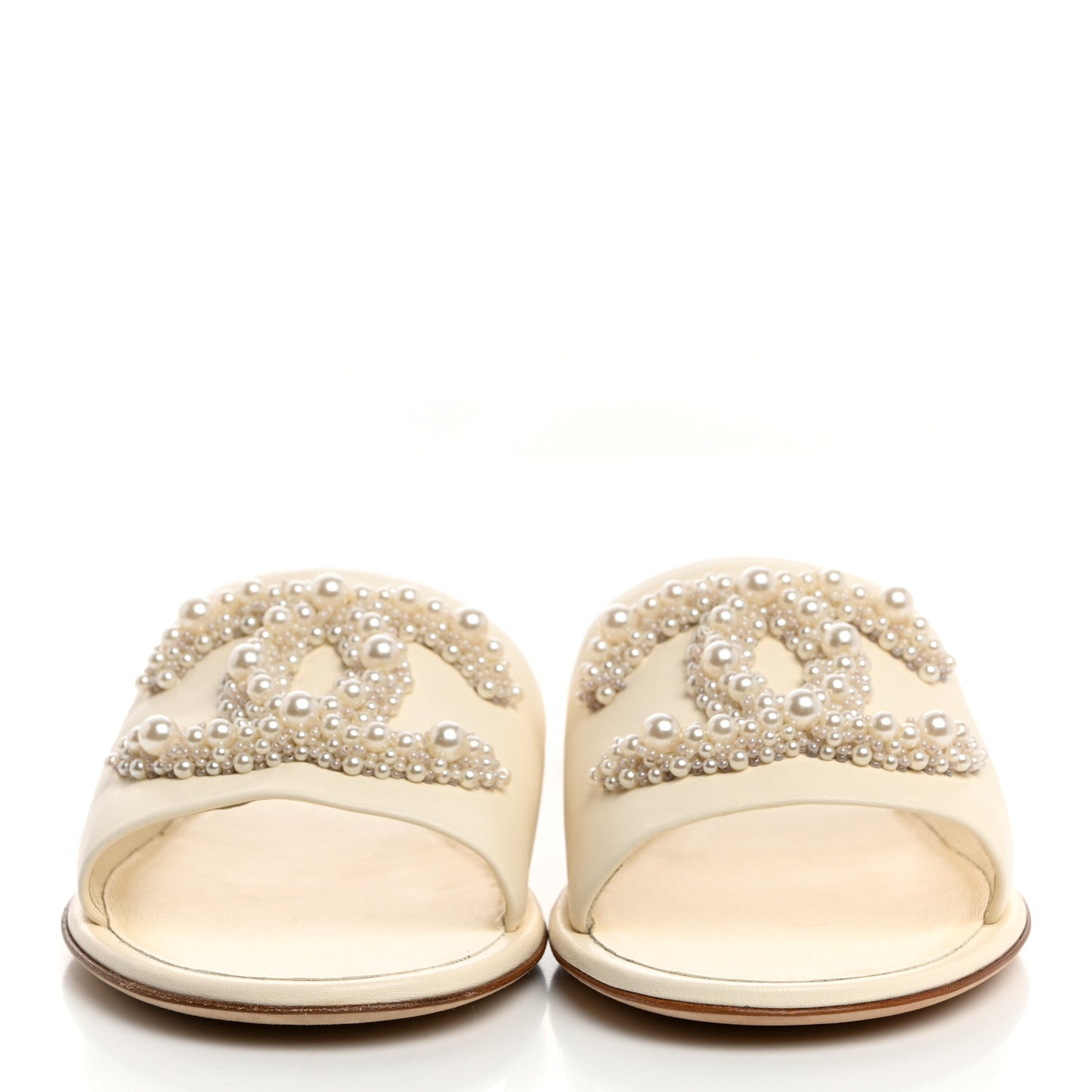 Calfskin Pearl CC Mules 40 Ivory