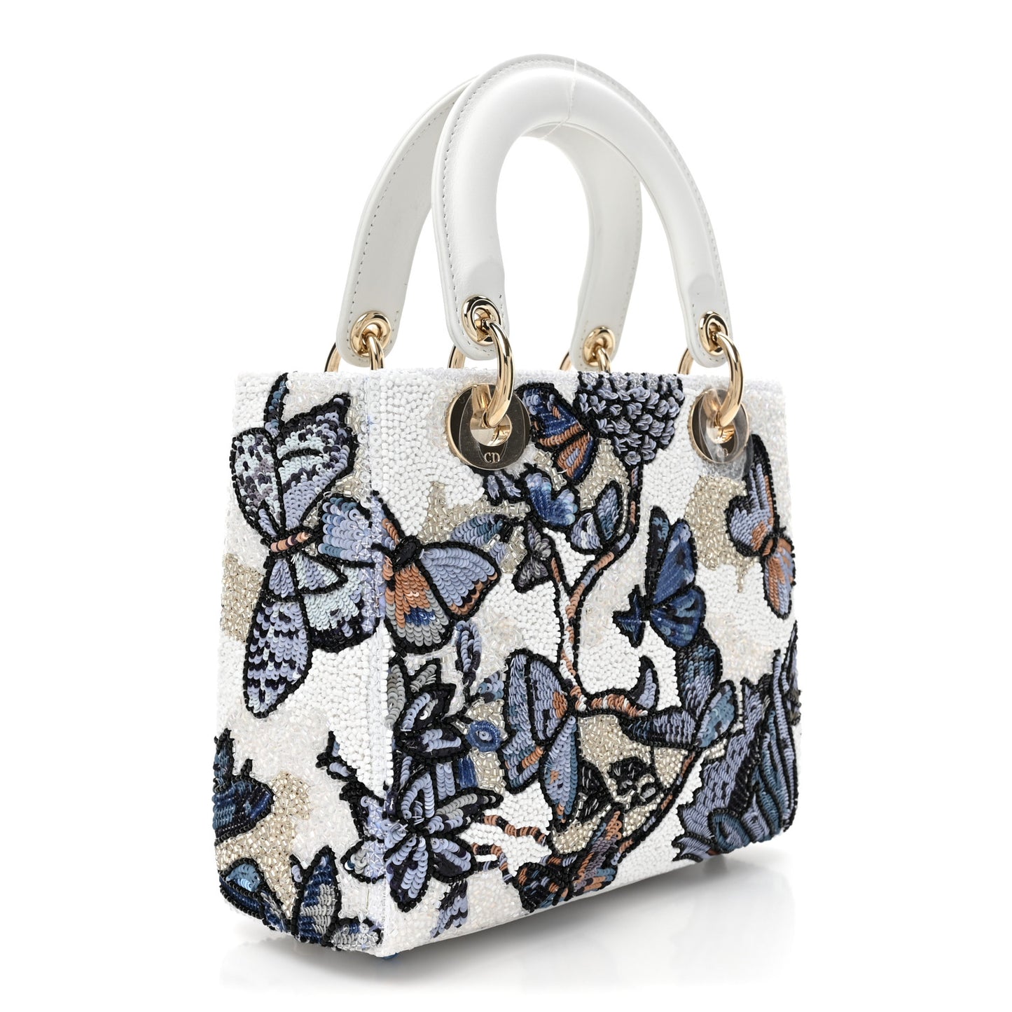 Calfskin Toile De Jouy Beaded Sequin Embroidered Small Mexico Lady Dior White Pastel Midnight Blue