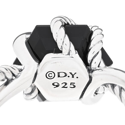 David Yurman Sterling Silver Diamond Black Onyx 10mm Cable Wrap Ring 49 5 4 of 4