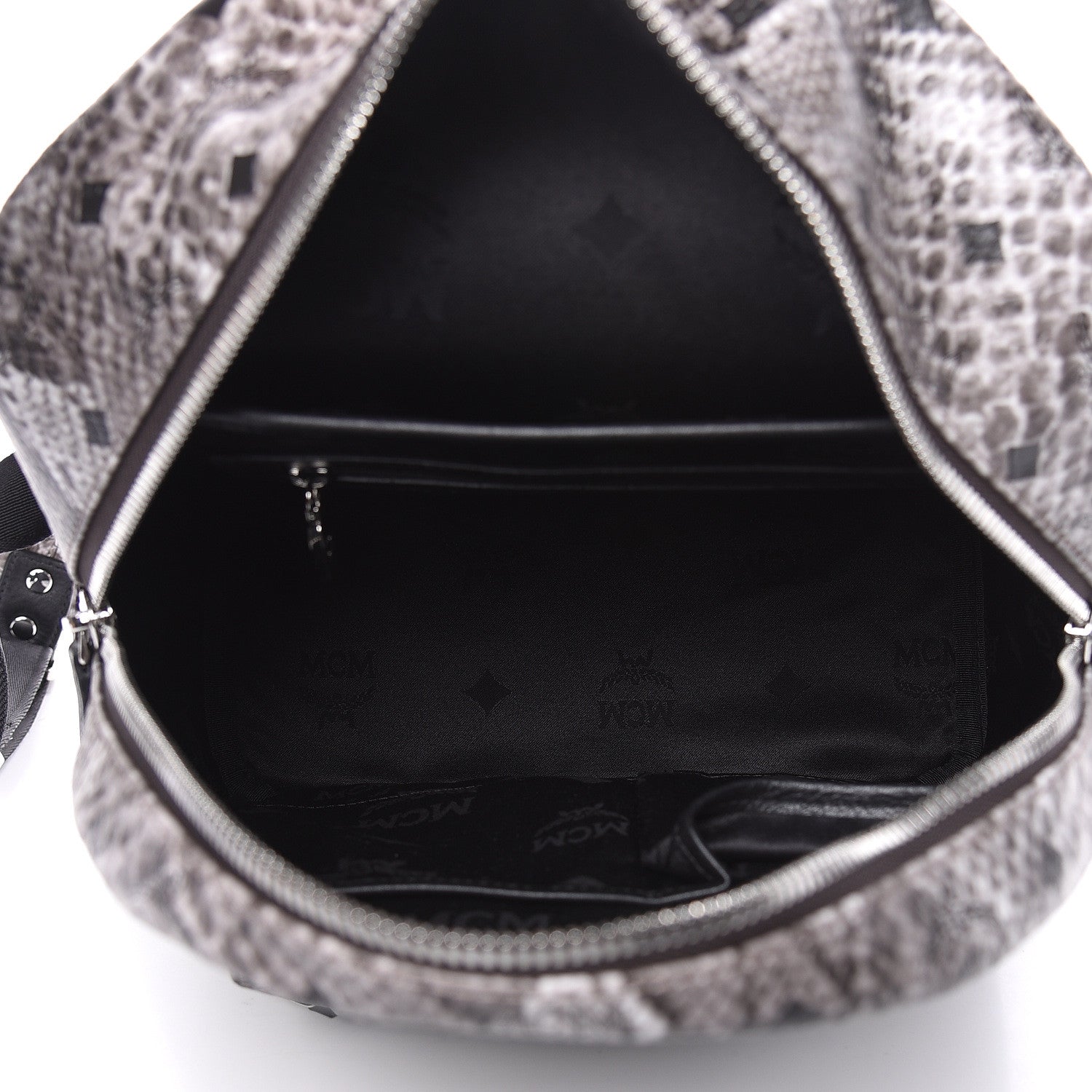 MCM Visetos Snakeskin Printed Small Stark Backpack Light Grey 5 of 9