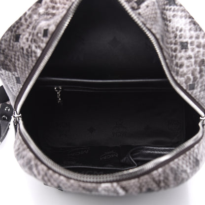 MCM Visetos Snakeskin Printed Small Stark Backpack Light Grey 5 of 9